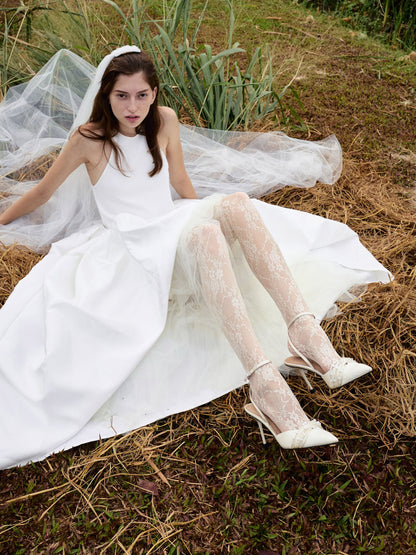 CHARLES & KEITH Featured / Leda Beaded Satin Ankle-Strap Pumps - White
