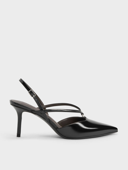 CHARLES & KEITH Great Value / V-Strap Slingback Pumps - Black Box