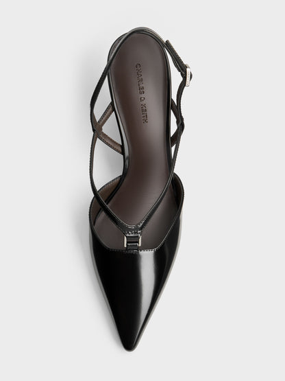 CHARLES & KEITH Great Value / V-Strap Slingback Pumps - Black Box