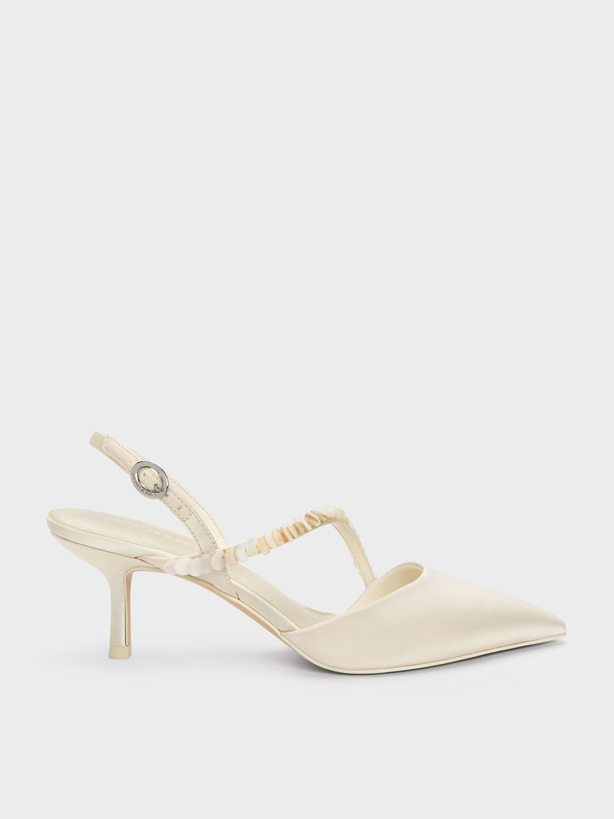 CHARLES & KEITH Recommended / Briella Sequinned Slingback Pumps - Cream