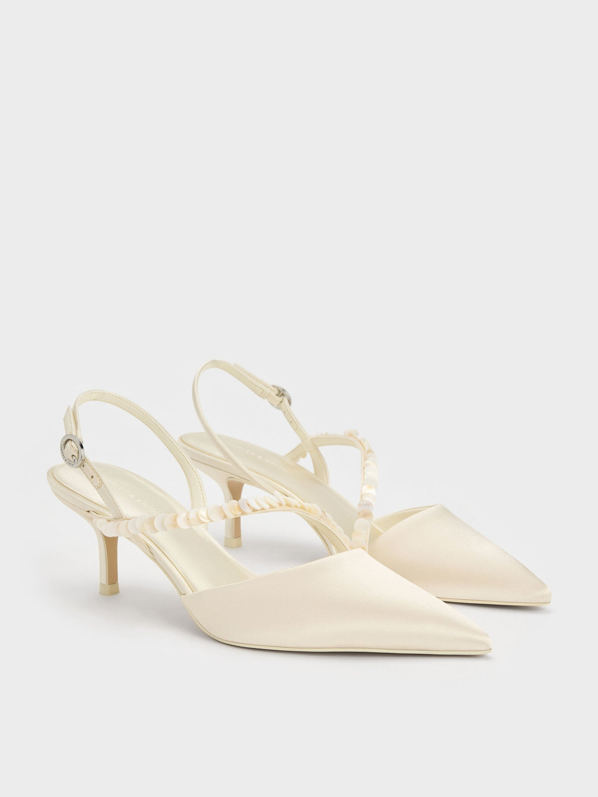 CHARLES & KEITH Recommended / Briella Sequinned Slingback Pumps - Cream