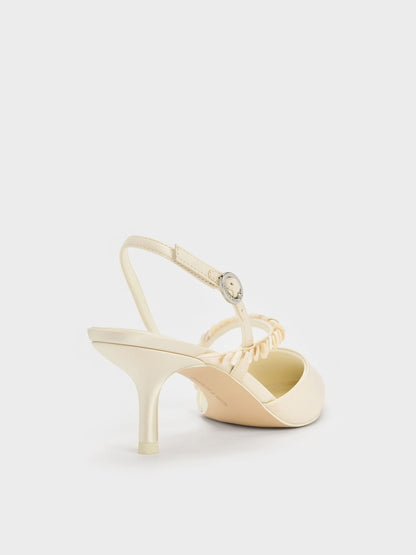 CHARLES & KEITH Recommended / Briella Sequinned Slingback Pumps - Cream