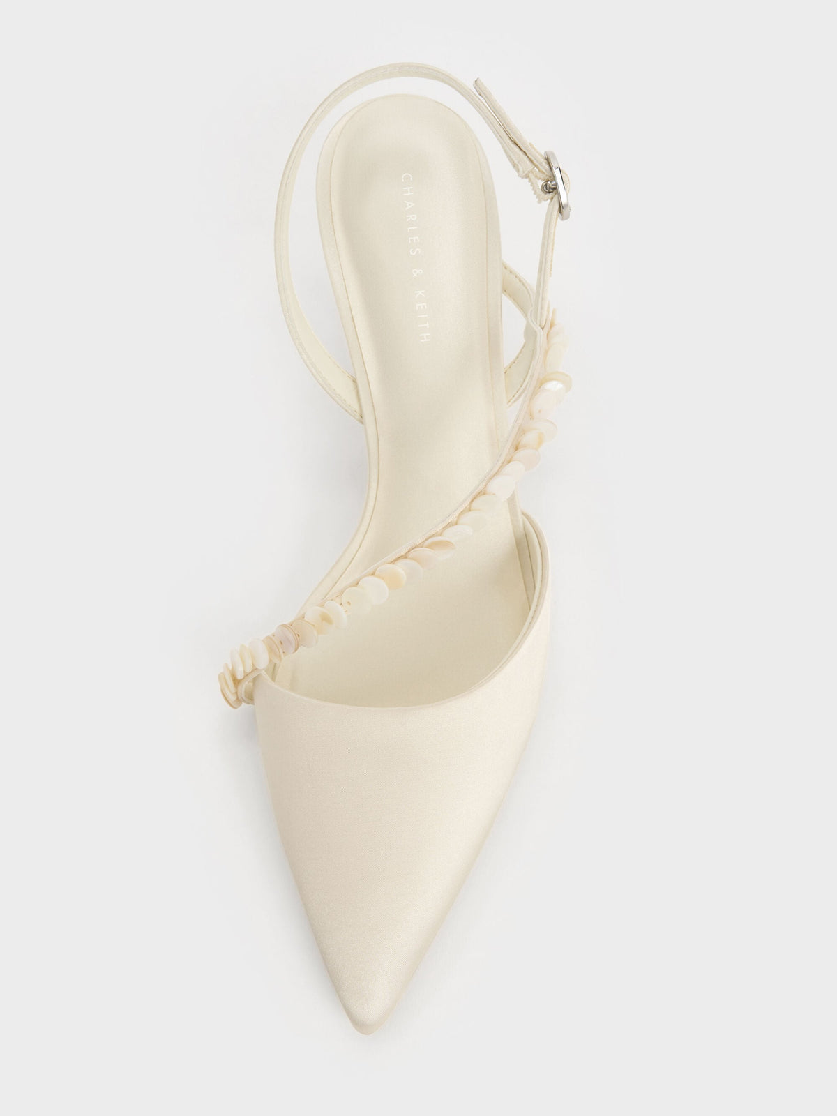 CHARLES & KEITH Recommended / Briella Sequinned Slingback Pumps - Cream