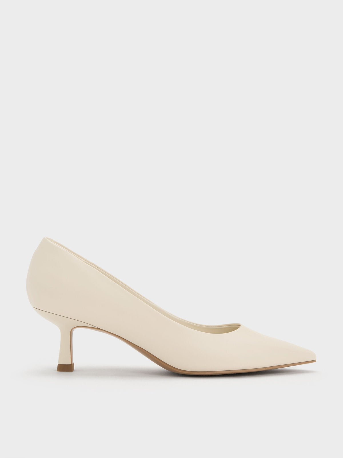 CHARLES & KEITH Discount / Emmy Pointed Kitten Heel Pumps - Chalk