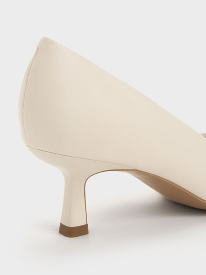 CHARLES & KEITH Discount / Emmy Pointed Kitten Heel Pumps - Chalk