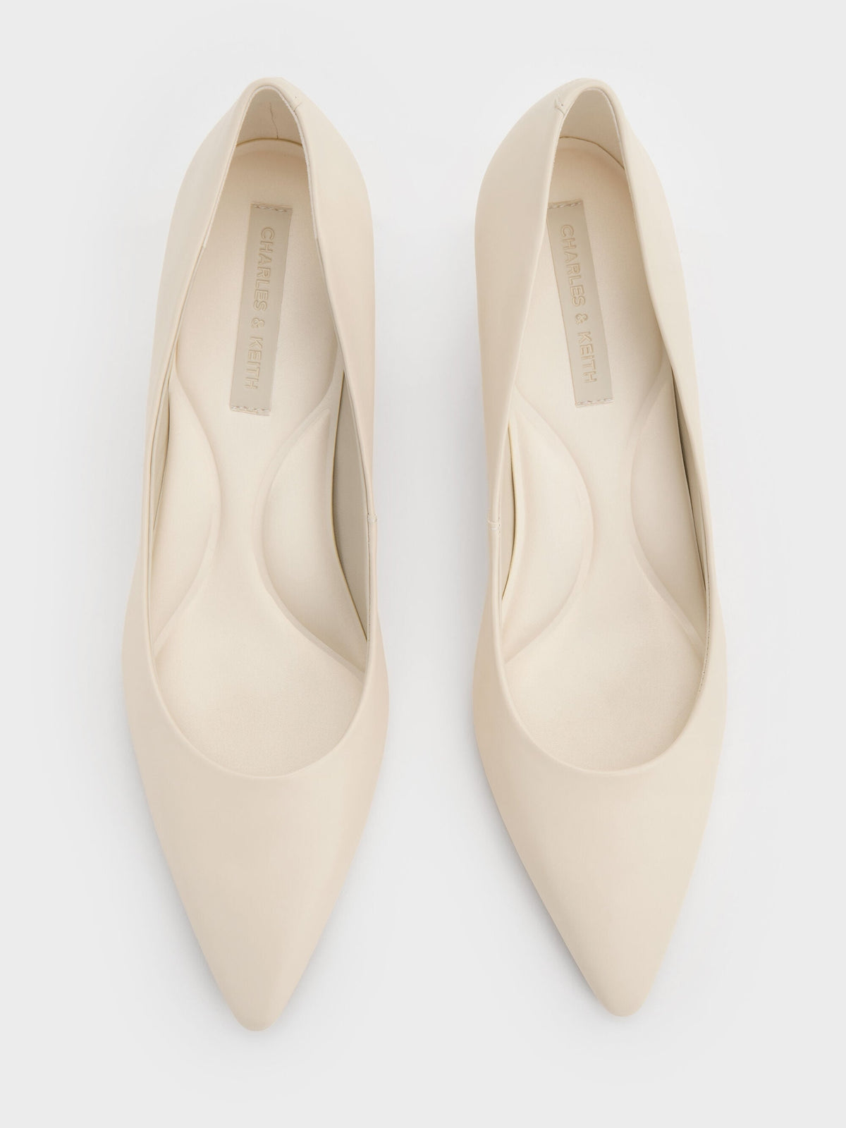 CHARLES & KEITH Discount / Emmy Pointed Kitten Heel Pumps - Chalk