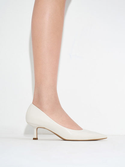 CHARLES & KEITH Discount / Emmy Pointed Kitten Heel Pumps - Chalk