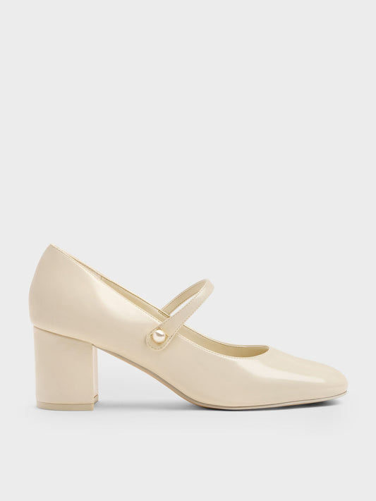 CHARLES & KEITH Recommended / Marie Pearl Mary Jane Pumps - Cream