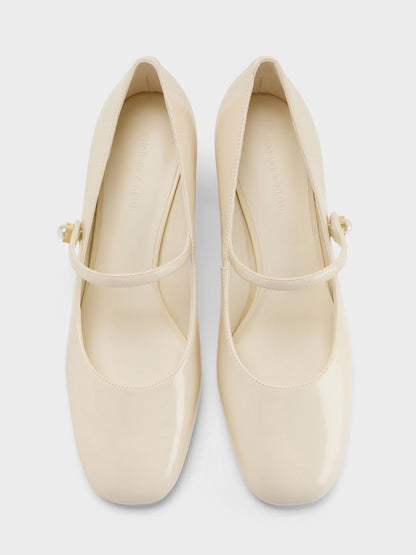 CHARLES & KEITH Recommended / Marie Pearl Mary Jane Pumps - Cream