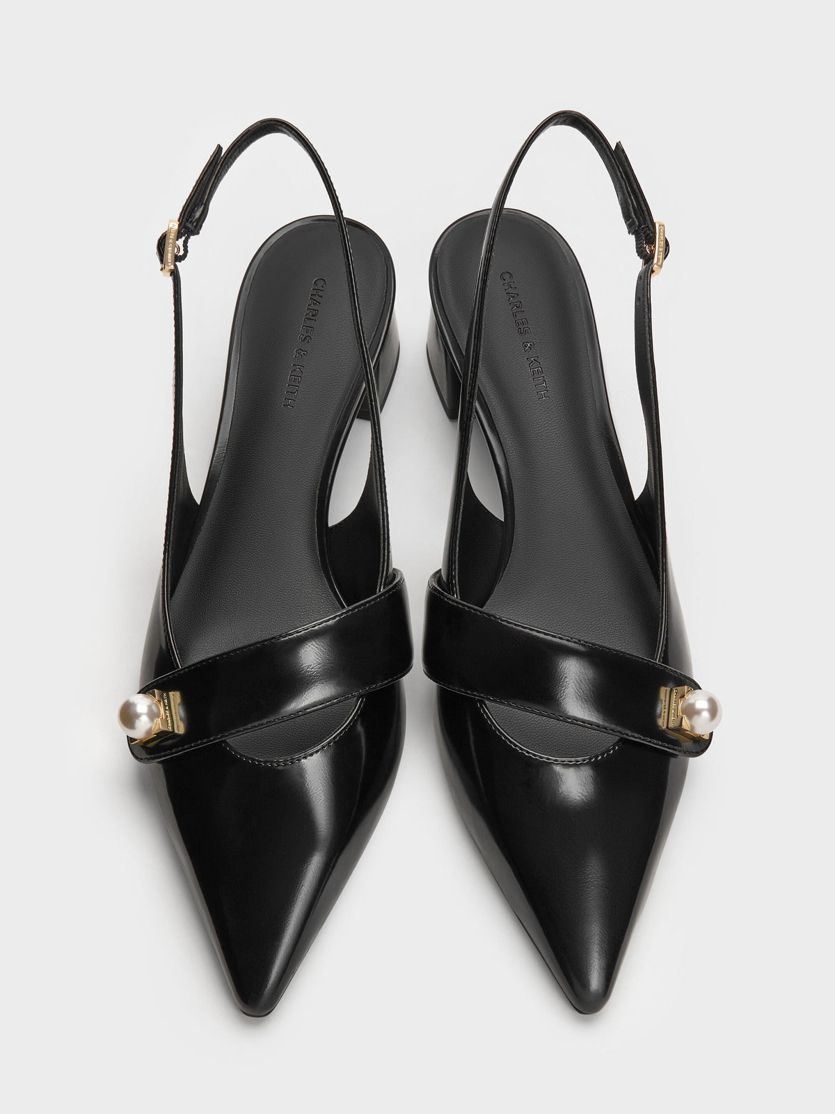 CHARLES & KEITH Trusted / Marie Pearl Slingback Pumps - Black Box