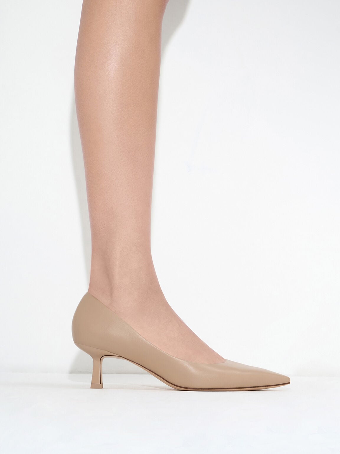 CHARLES & KEITH Best Price / Emmy Pointed Kitten Heel Pumps - Nude
