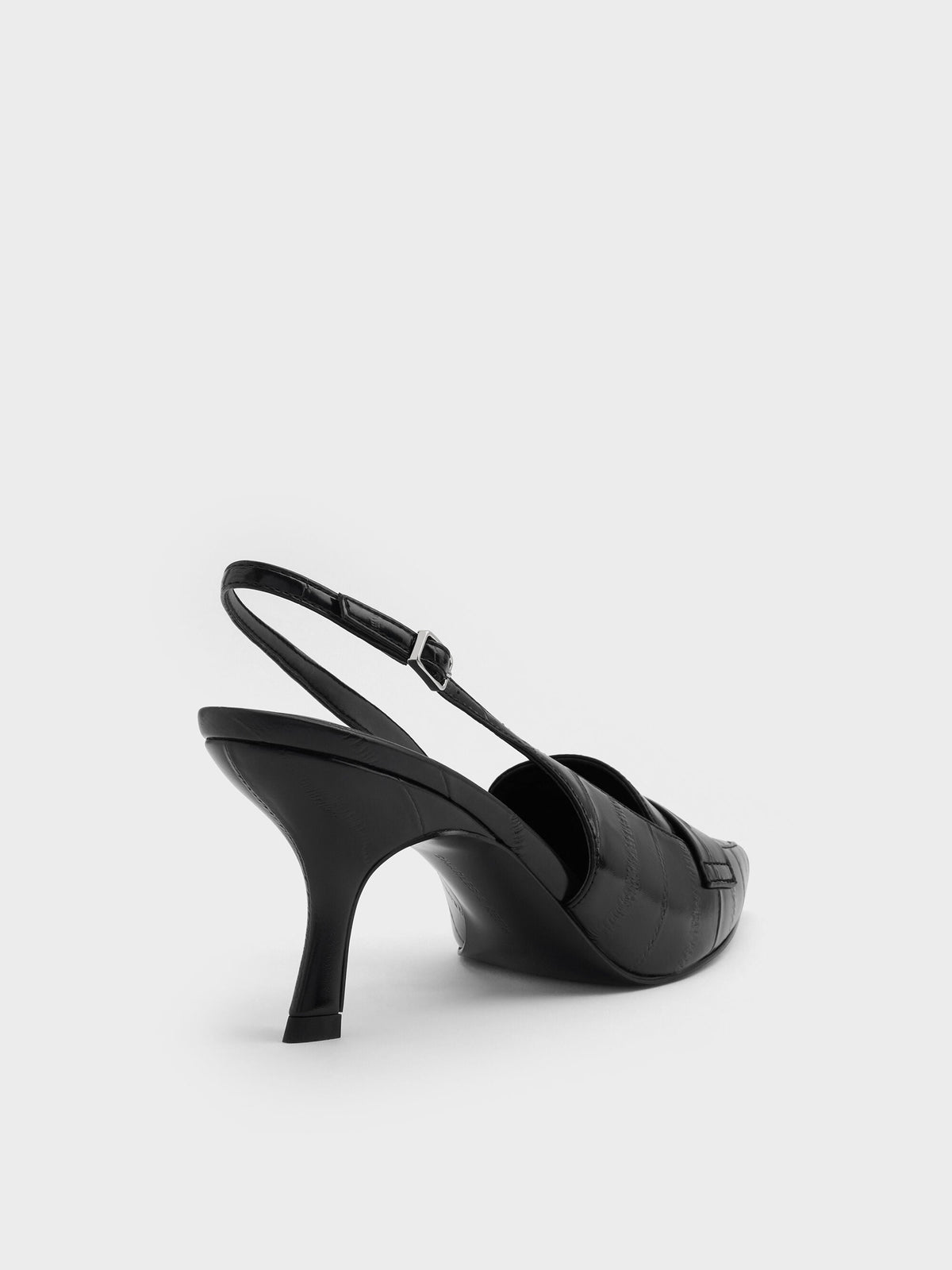 CHARLES & KEITH Quality / Griselda Eel-Effect Slingback Pumps - Animal Print Black