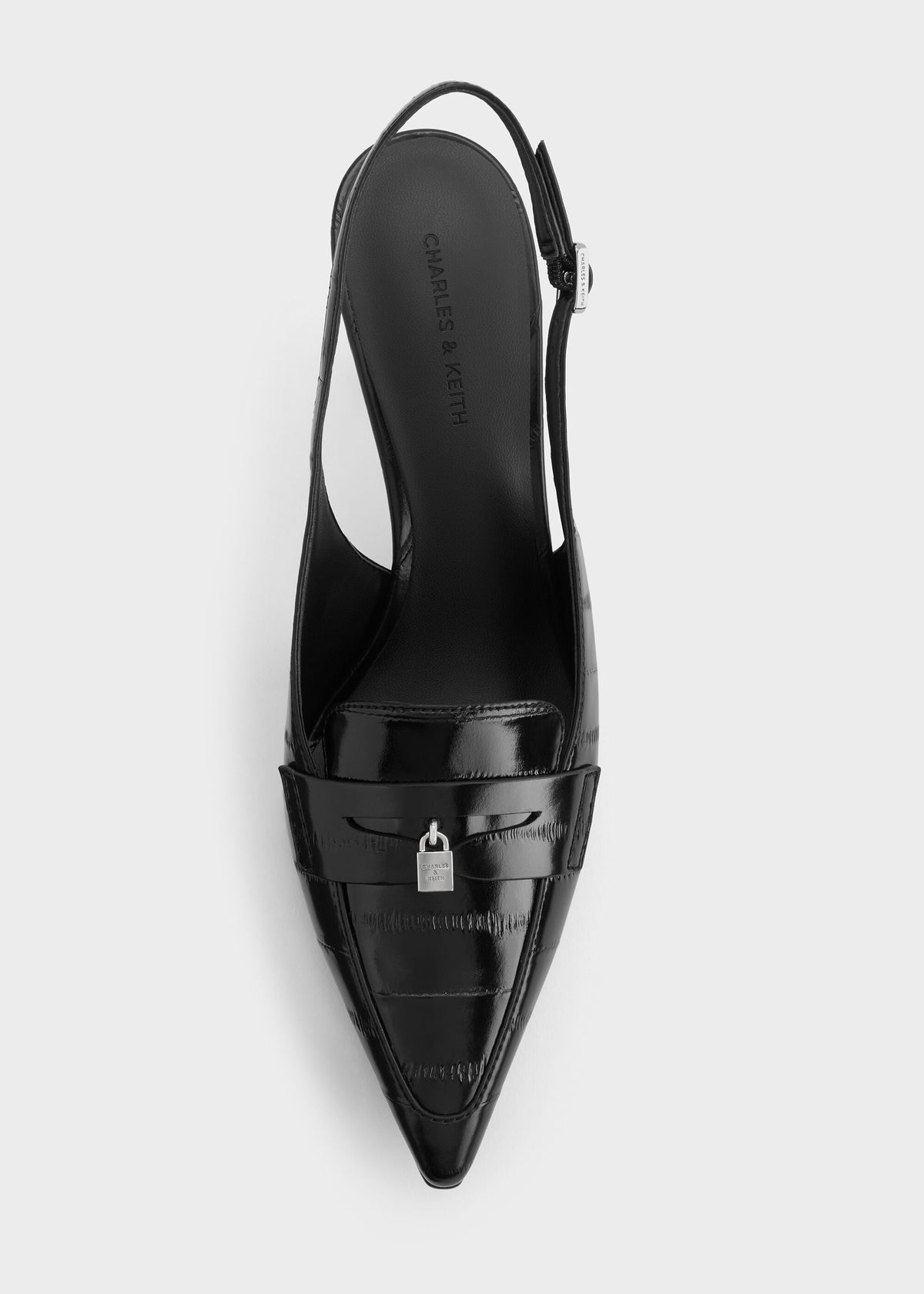 CHARLES & KEITH Quality / Griselda Eel-Effect Slingback Pumps - Animal Print Black