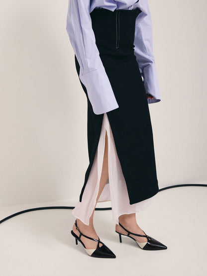 CHARLES & KEITH Discount / Two-Tone Pointed Slingback Pumps - Black Box