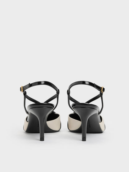 CHARLES & KEITH Discount / Two-Tone Pointed Slingback Pumps - Black Box