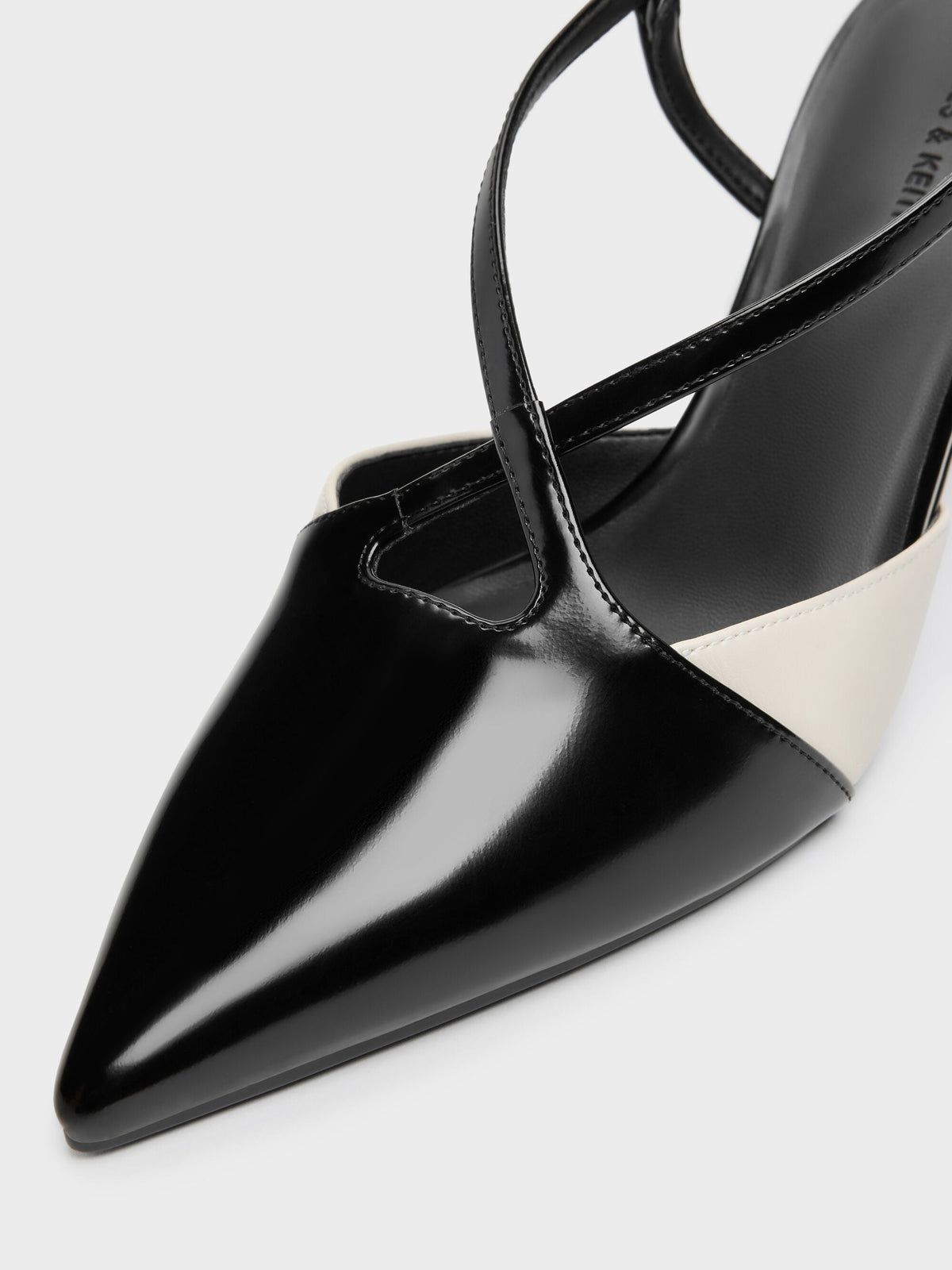 CHARLES & KEITH Discount / Two-Tone Pointed Slingback Pumps - Black Box