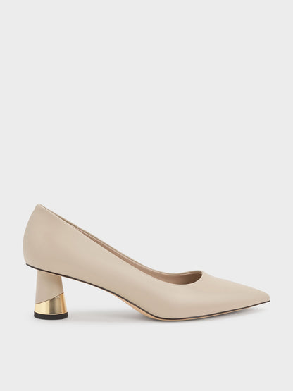 CHARLES & KEITH Top Pick / Cammie Metallic-Heel Pumps - Chalk