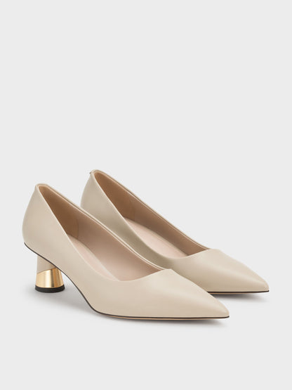 CHARLES & KEITH Top Pick / Cammie Metallic-Heel Pumps - Chalk