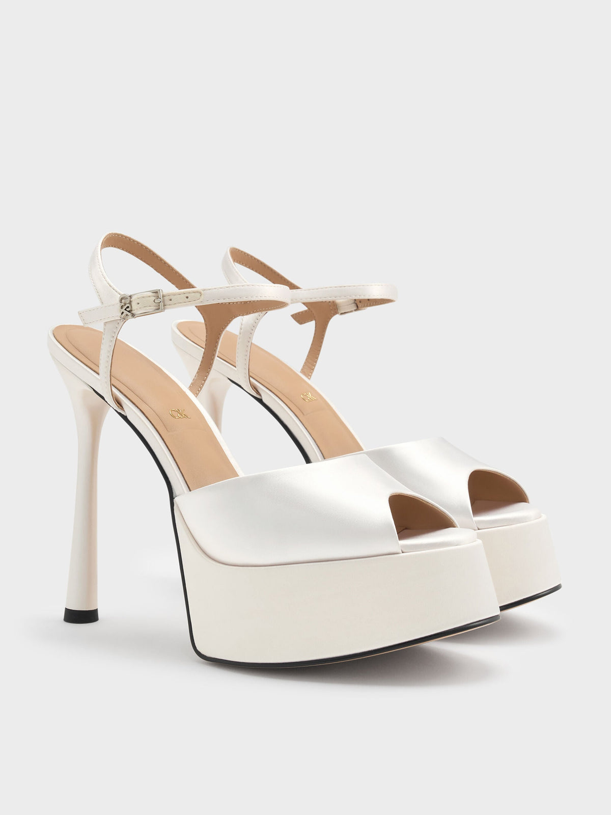 CHARLES & KEITH Everyday / Francesca Peep-Toe Platform Heels - White