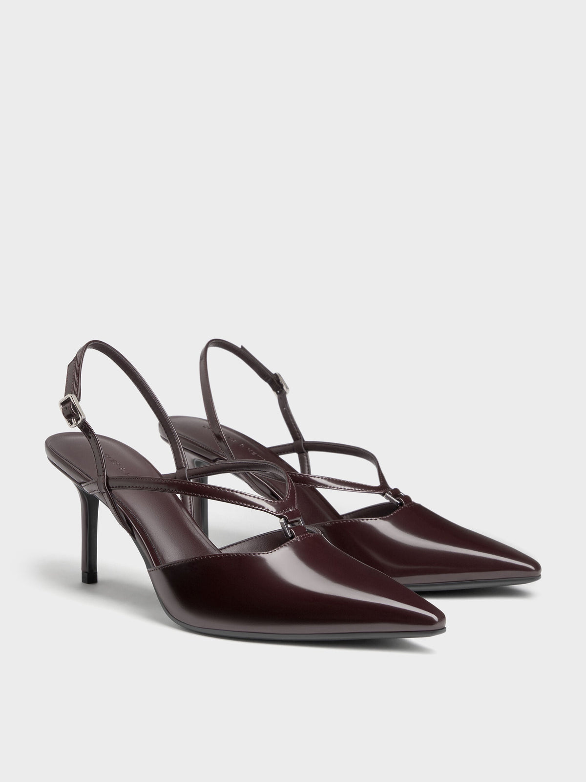 CHARLES & KEITH Deals / V-Strap Slingback Pumps - Burgundy