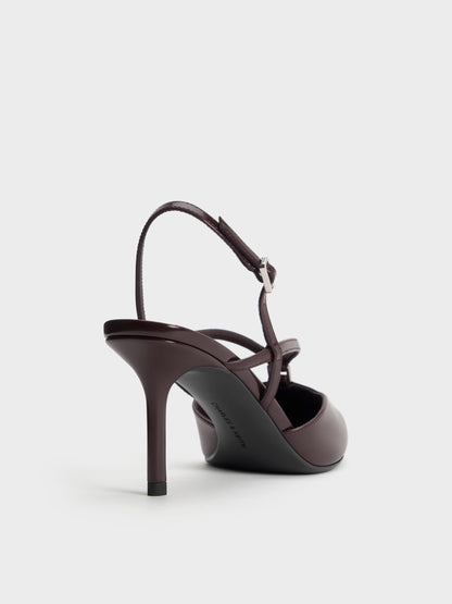 CHARLES & KEITH Deals / V-Strap Slingback Pumps - Burgundy
