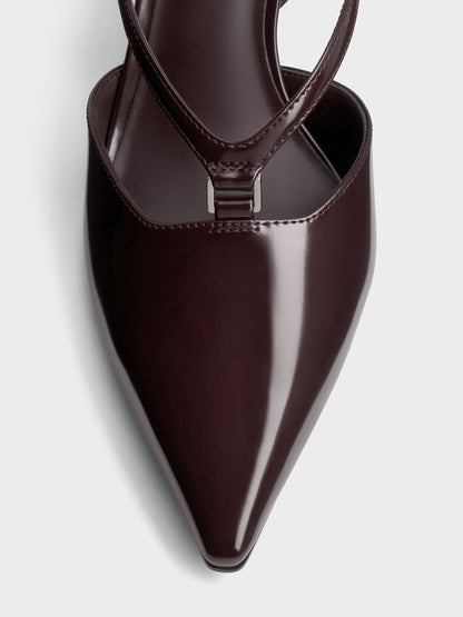 CHARLES & KEITH Deals / V-Strap Slingback Pumps - Burgundy