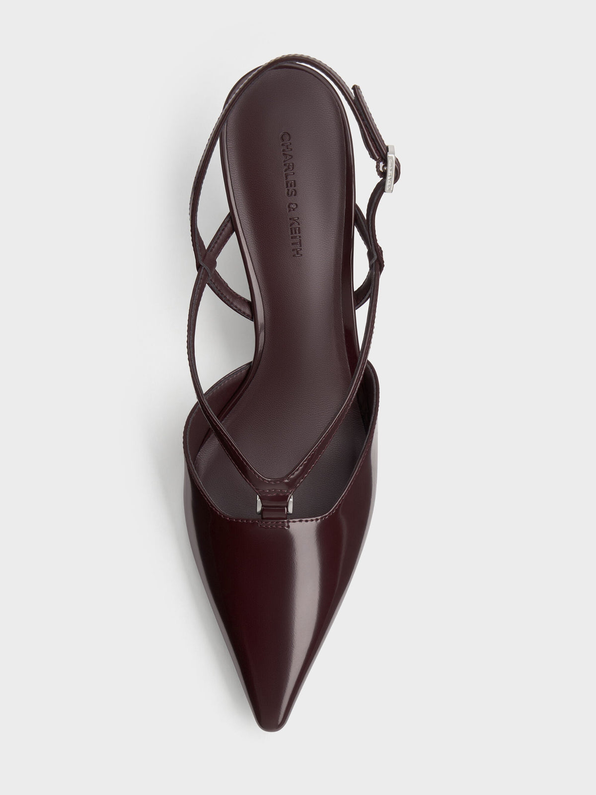 CHARLES & KEITH Deals / V-Strap Slingback Pumps - Burgundy