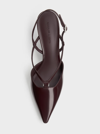 CHARLES & KEITH Deals / V-Strap Slingback Pumps - Burgundy