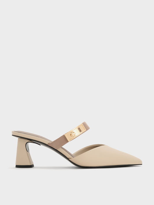 CHARLES & KEITH Popular / Lando Heeled Mules - Chalk
