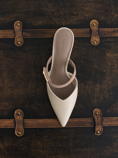 CHARLES & KEITH Popular / Lando Heeled Mules - Chalk