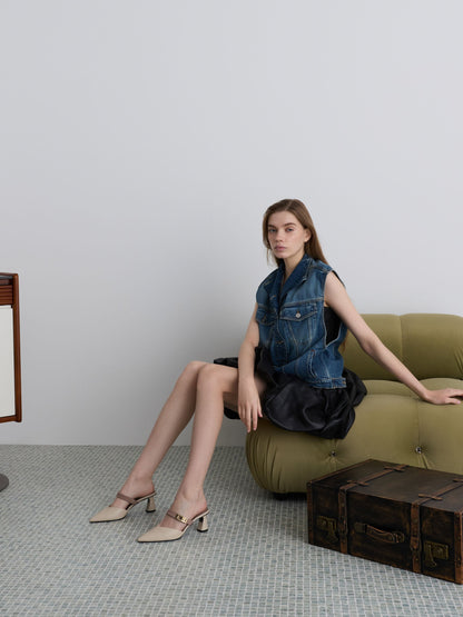 CHARLES & KEITH Popular / Lando Heeled Mules - Chalk