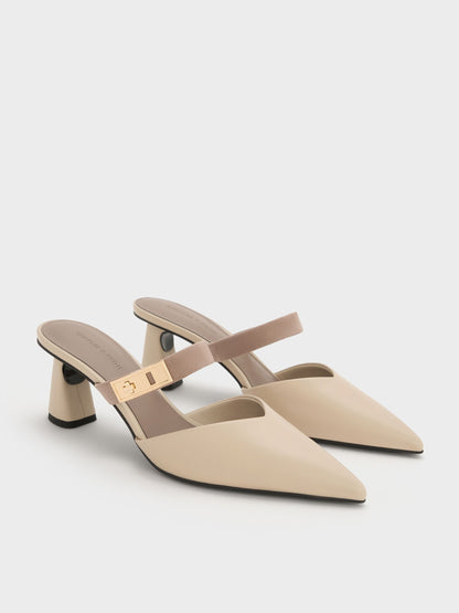 CHARLES & KEITH Popular / Lando Heeled Mules - Chalk