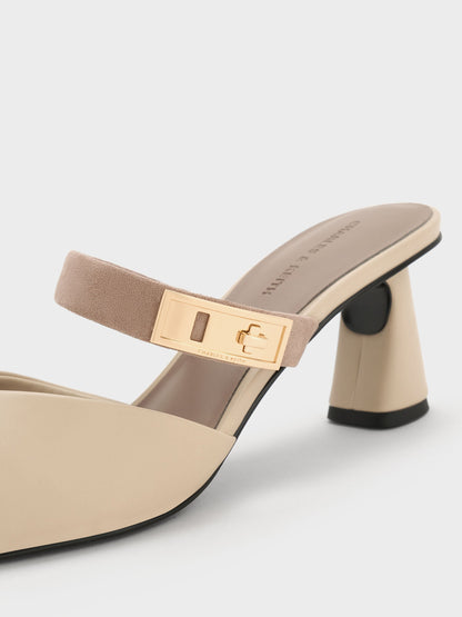 CHARLES & KEITH Popular / Lando Heeled Mules - Chalk