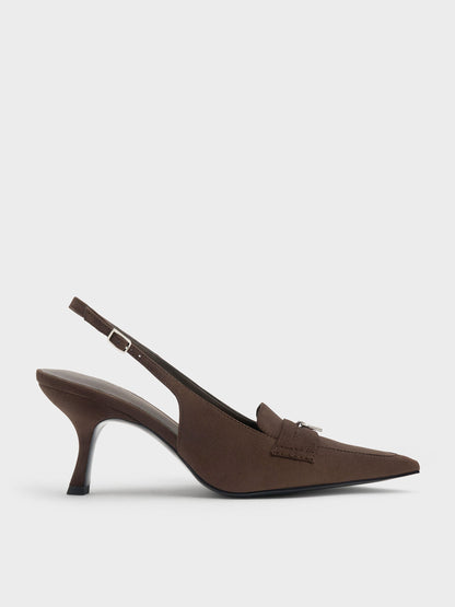 CHARLES & KEITH Featured / Griselda Faux Suede Slingback Pumps - Dark Brown Textured