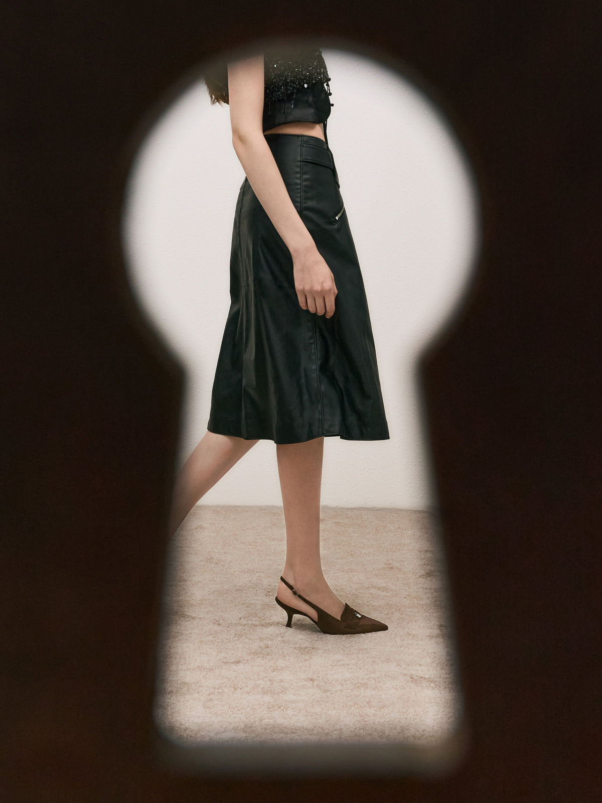 CHARLES & KEITH Featured / Griselda Faux Suede Slingback Pumps - Dark Brown Textured