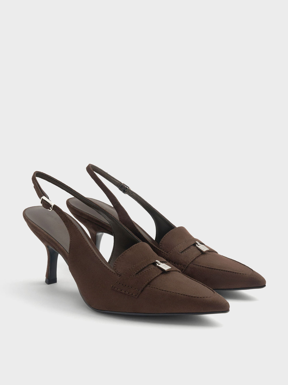 CHARLES & KEITH Featured / Griselda Faux Suede Slingback Pumps - Dark Brown Textured