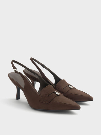 CHARLES & KEITH Featured / Griselda Faux Suede Slingback Pumps - Dark Brown Textured