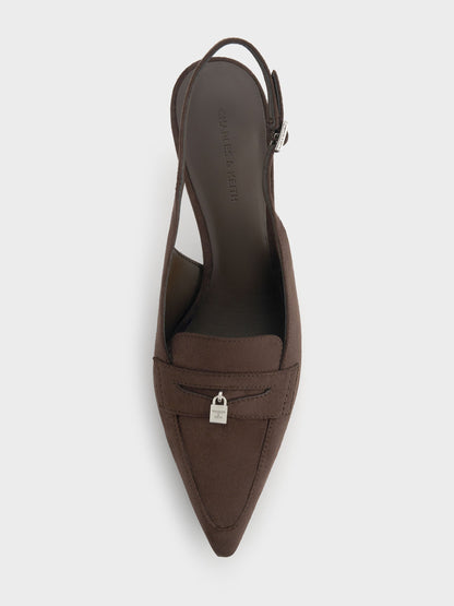 CHARLES & KEITH Featured / Griselda Faux Suede Slingback Pumps - Dark Brown Textured