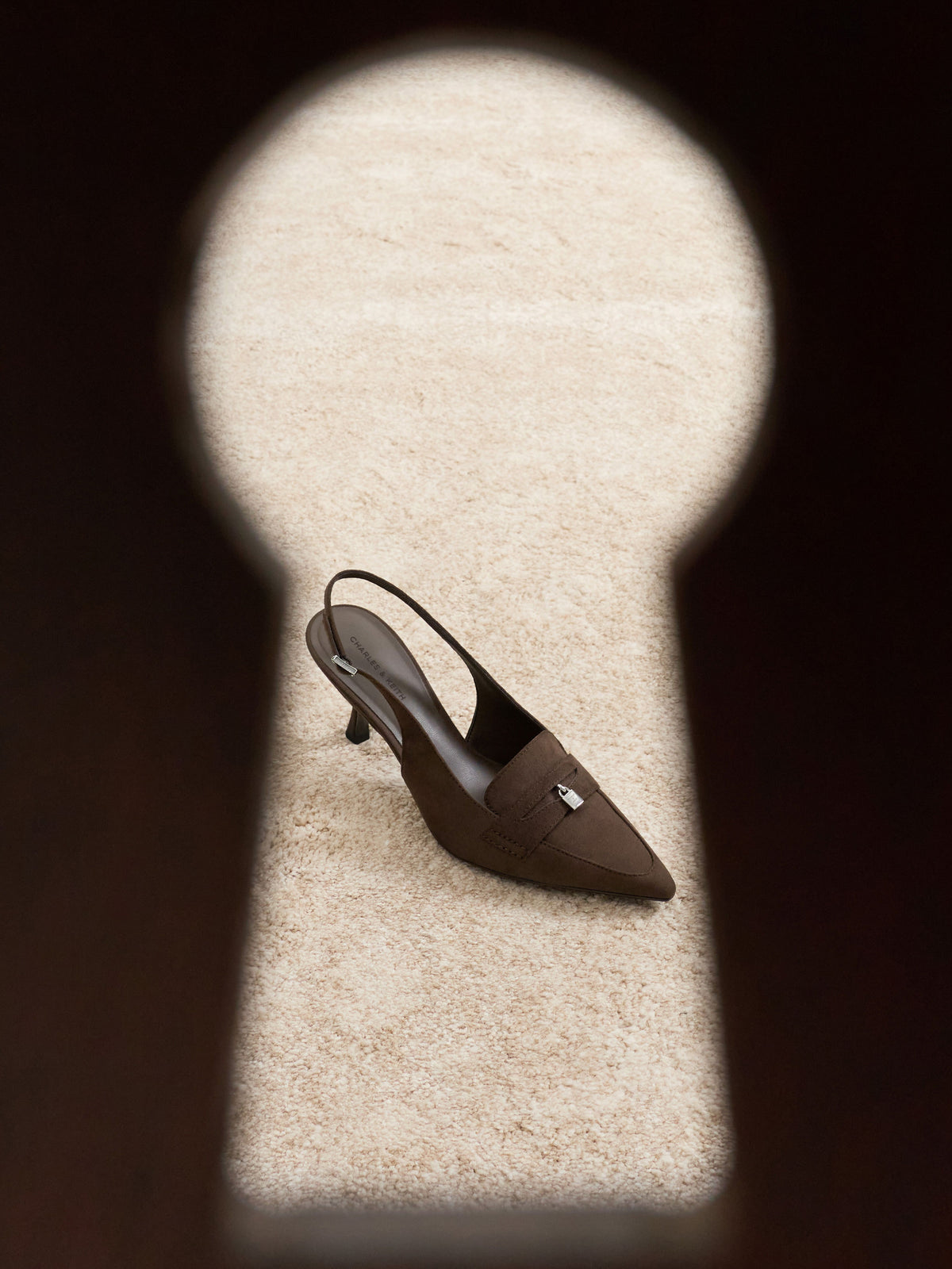 CHARLES & KEITH Featured / Griselda Faux Suede Slingback Pumps - Dark Brown Textured
