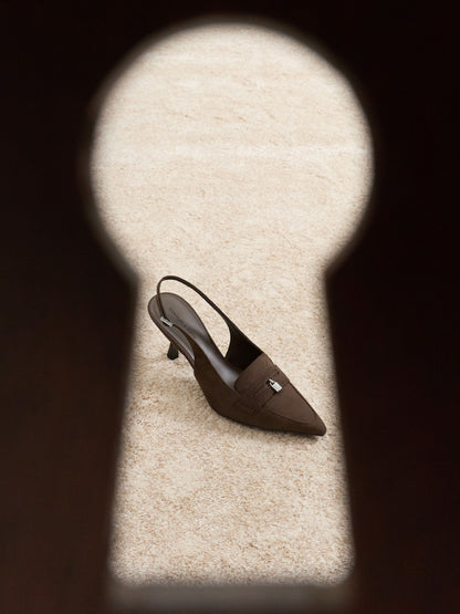 CHARLES & KEITH Featured / Griselda Faux Suede Slingback Pumps - Dark Brown Textured