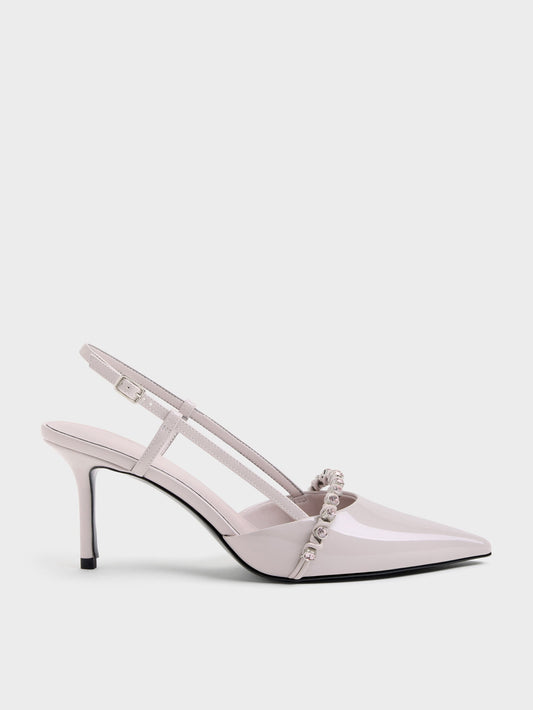 CHARLES & KEITH Quality / Patent Crystal Slingback Pumps - Lilac