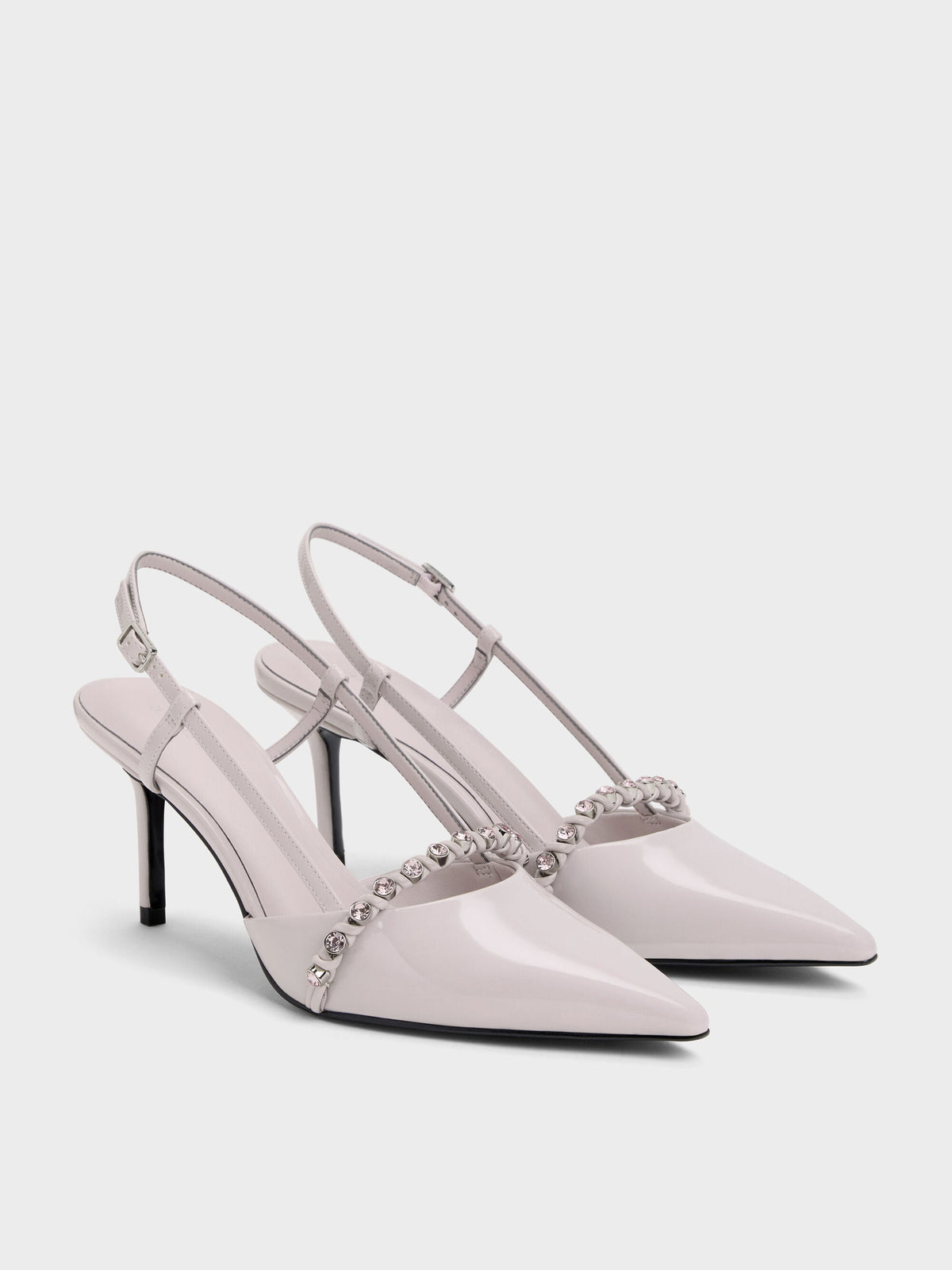 CHARLES & KEITH Quality / Patent Crystal Slingback Pumps - Lilac