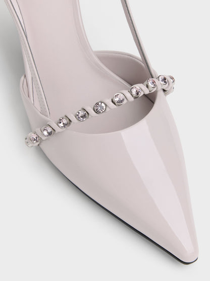 CHARLES & KEITH Quality / Patent Crystal Slingback Pumps - Lilac