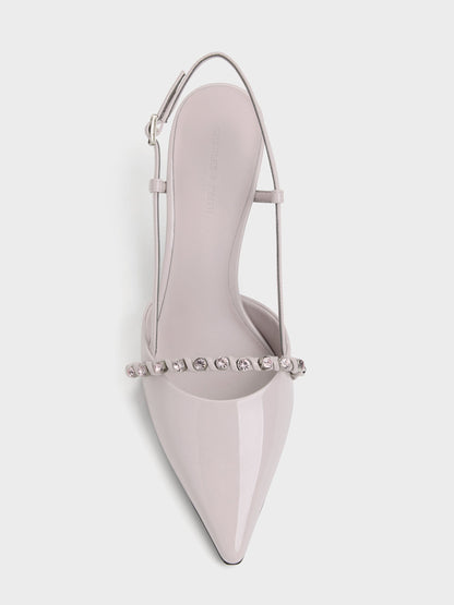 CHARLES & KEITH Quality / Patent Crystal Slingback Pumps - Lilac