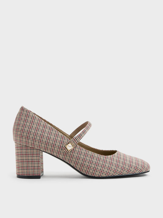 CHARLES & KEITH Exclusive / Marie Checkered Pearl Mary Jane Pumps - Multi