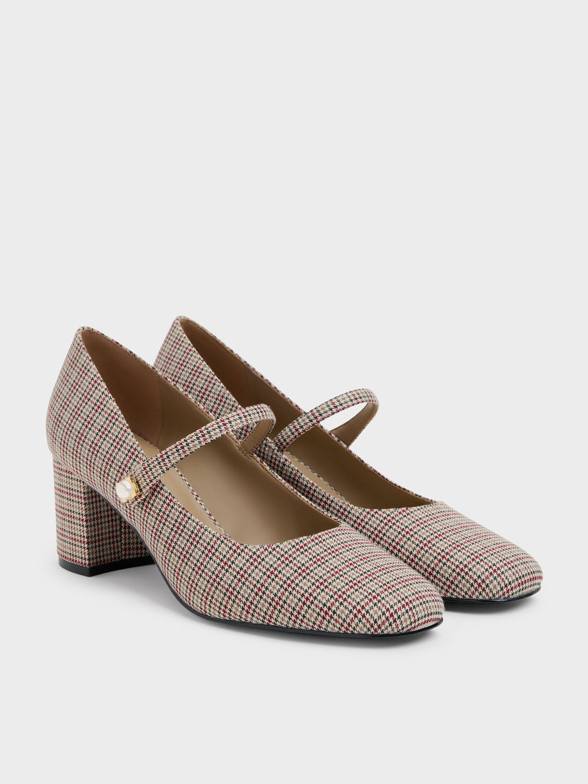 CHARLES & KEITH Exclusive / Marie Checkered Pearl Mary Jane Pumps - Multi