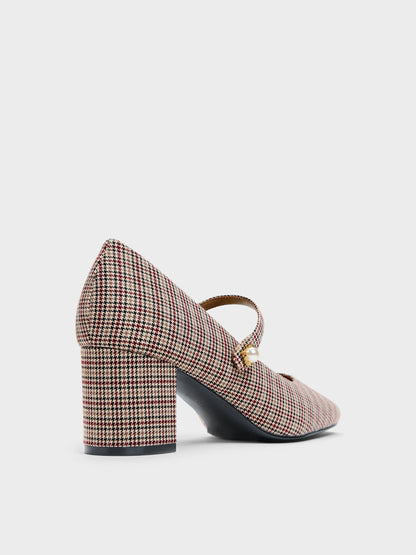 CHARLES & KEITH Exclusive / Marie Checkered Pearl Mary Jane Pumps - Multi