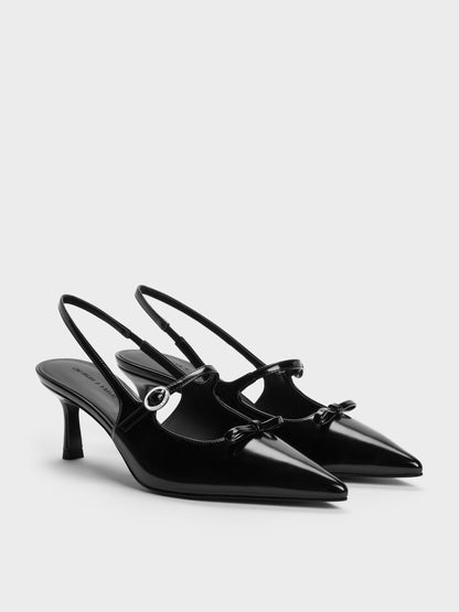 CHARLES & KEITH Customer Favorite / Sonali Bow Slingback Pumps - Black Box