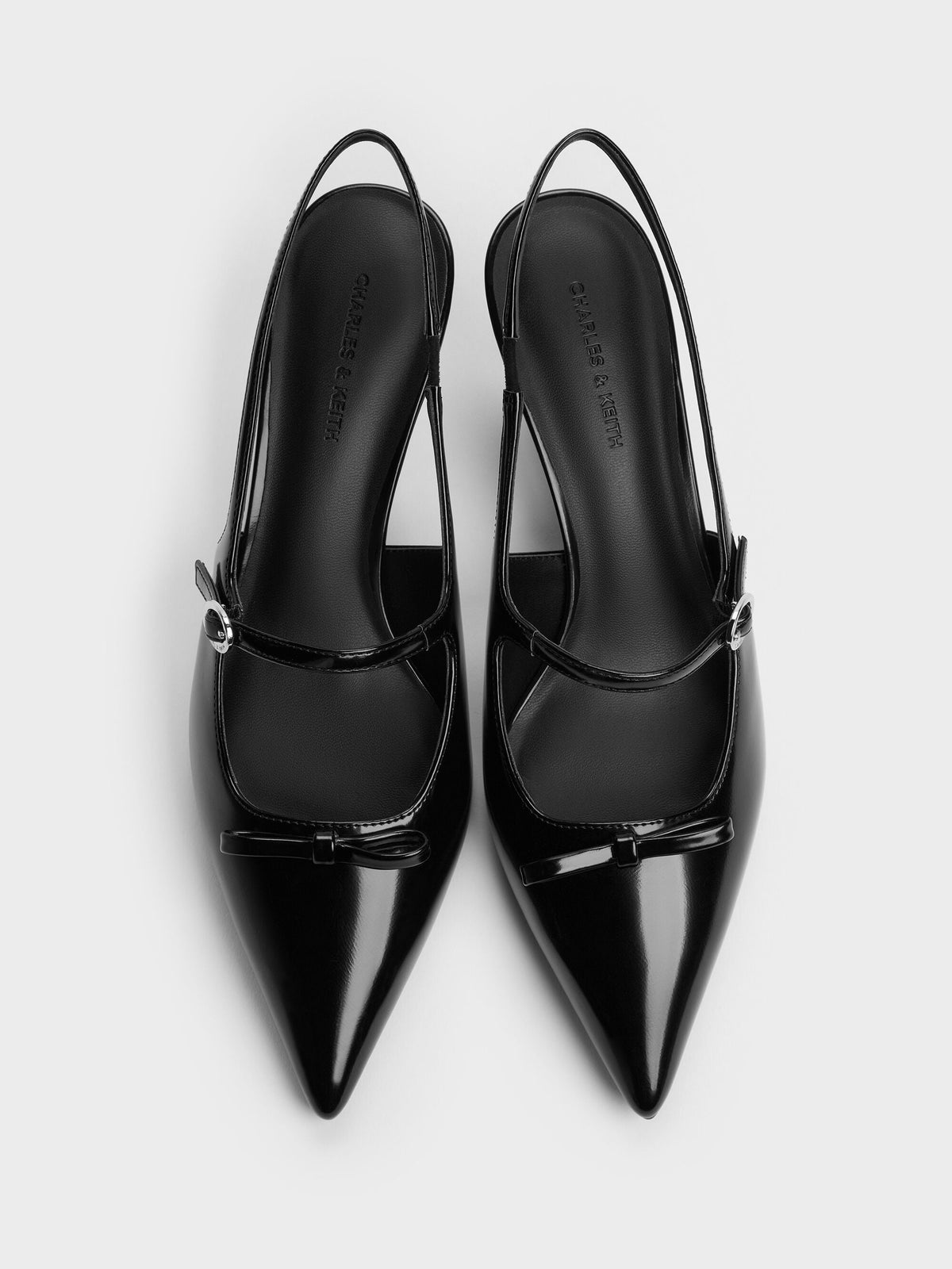 CHARLES & KEITH Customer Favorite / Sonali Bow Slingback Pumps - Black Box