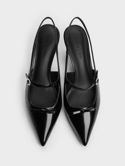 CHARLES & KEITH Customer Favorite / Sonali Bow Slingback Pumps - Black Box